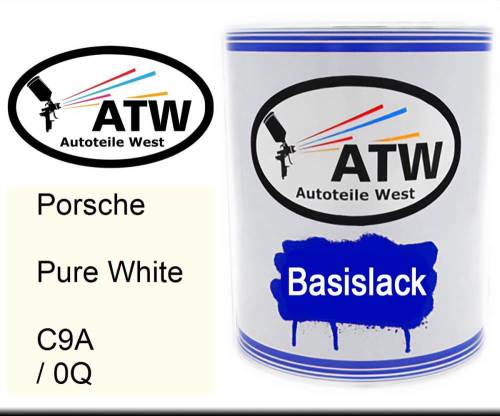 Porsche, Pure White, C9A / 0Q: 1L Lackdose, von ATW Autoteile West.